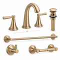 Complete Bathroom Faucet + Towel Bar + Robe Hook + Toilet Paper Holder Set (4-Piece Accessory Suite)